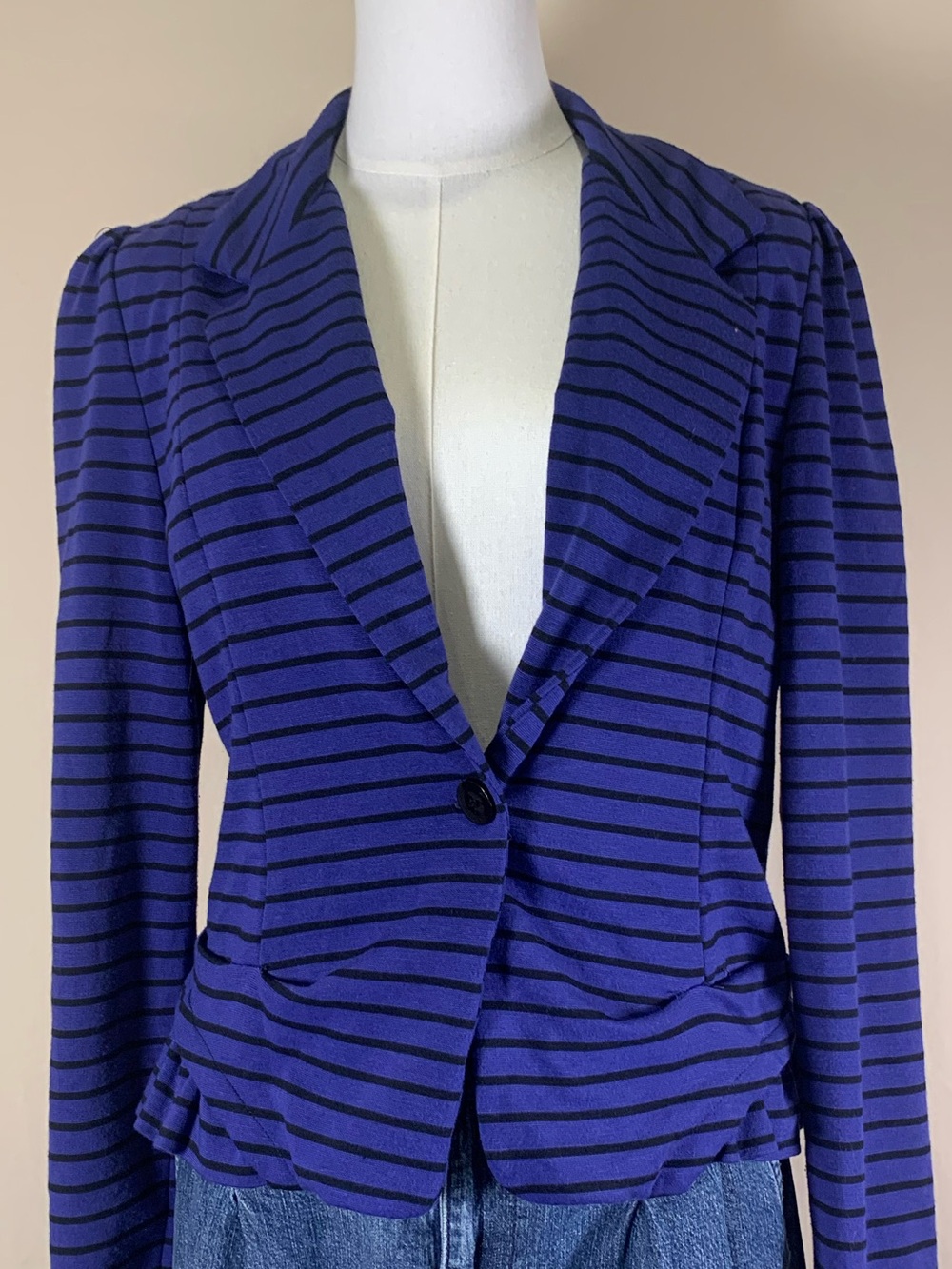 Cartonnier Anthropologie Purple Striped Peplum Blazer M